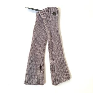 Fraas Chenille Knit Arm Warmers Thumbhole Cozy Winter NWT Grey Purple